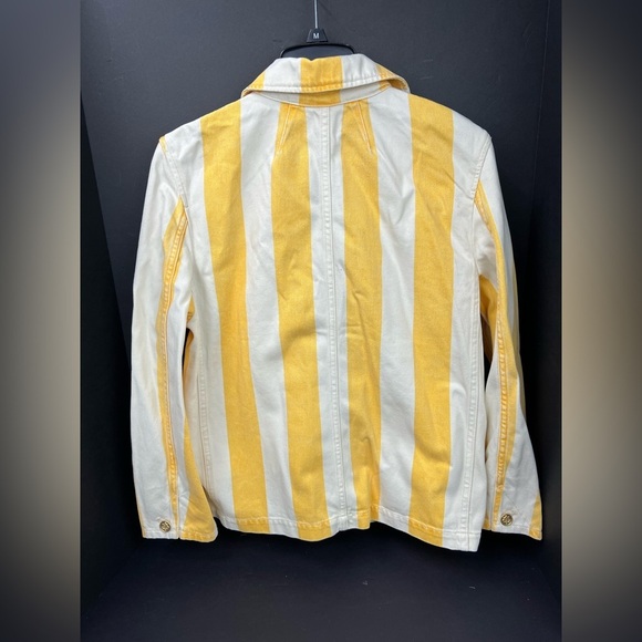 J. Crew Denim chore jacket in stripe Yellow  White Striped, trendy and sold out - Picture 5 of 8